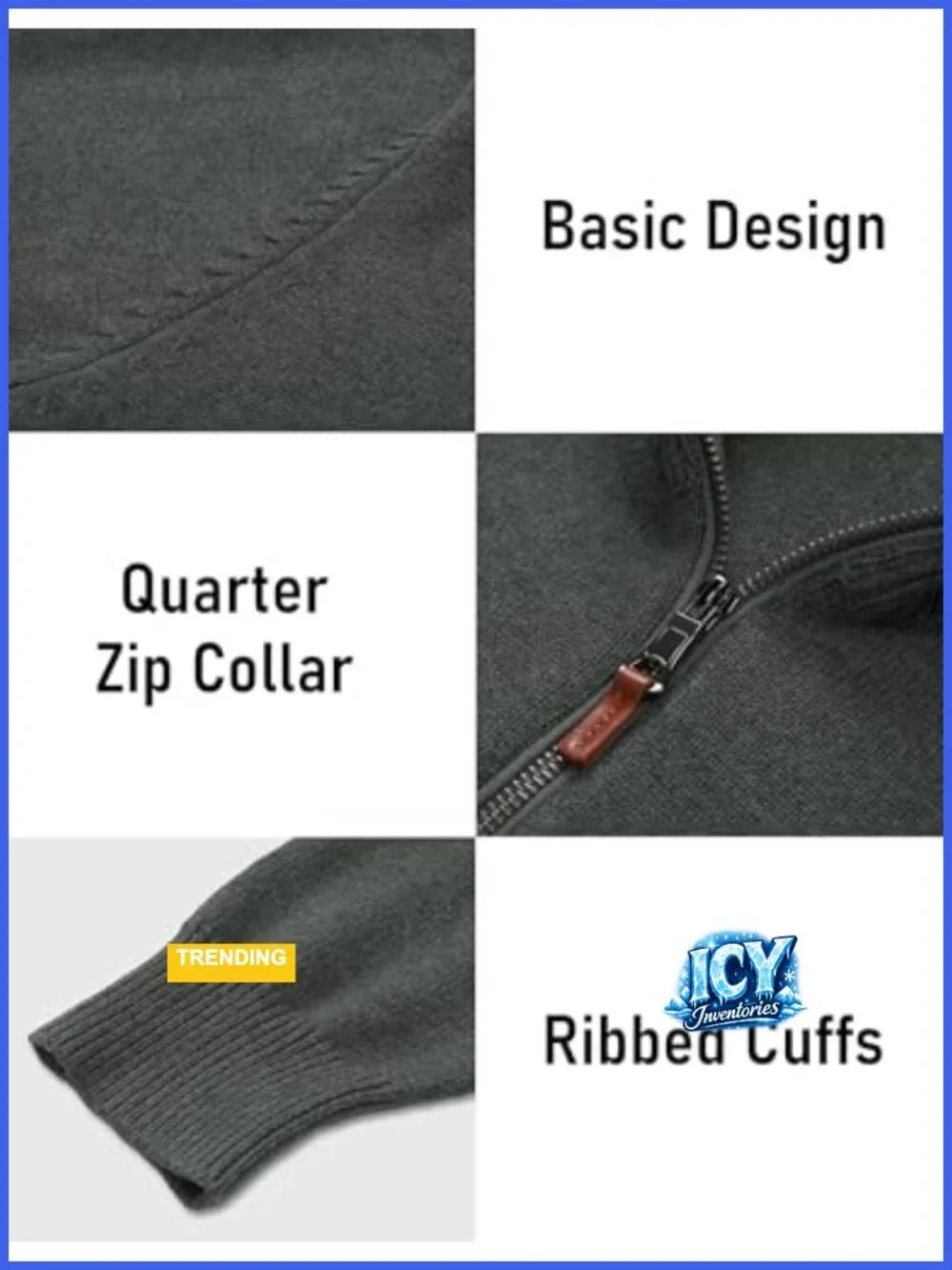 Quarter Zip Pullover Mock Neck Sweater Long Sleeve Warm Fall Winter Lightweight